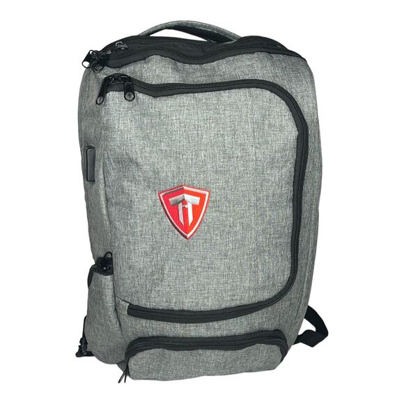 NEW LG Travel Bike School BACKPACK Laptop Padded USB Charging Port & Cable Gray - Picture 2 of 10